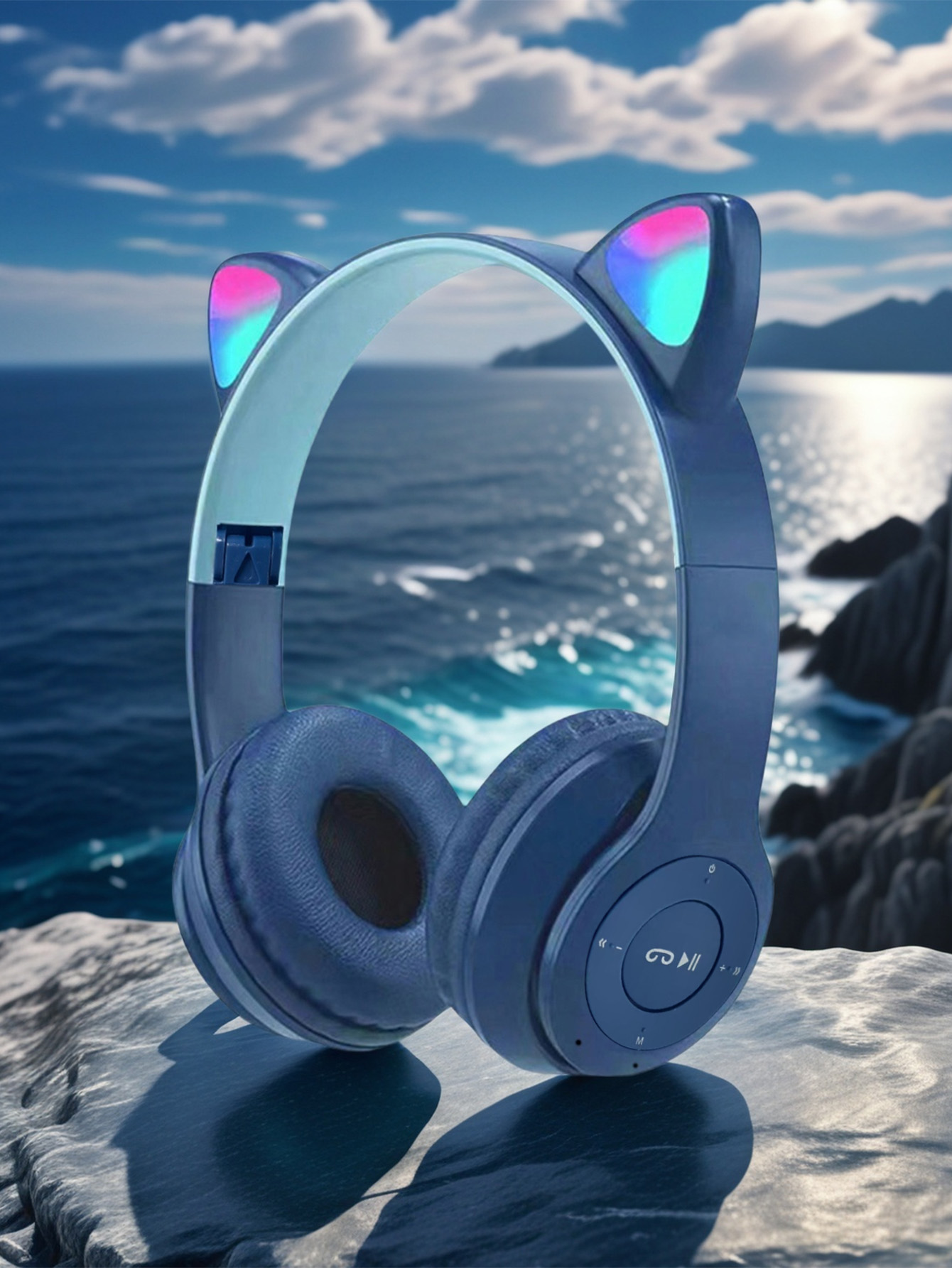 Cat Ear Bluetooth Headset Led - سماعات رأس P47M بتصميم أذن القطة،